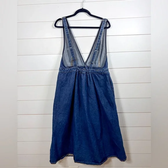 Urban Outfitters Danny Plunging Button Down Denim Overall Dress, EUC, Size XL - Picture 7 of 11